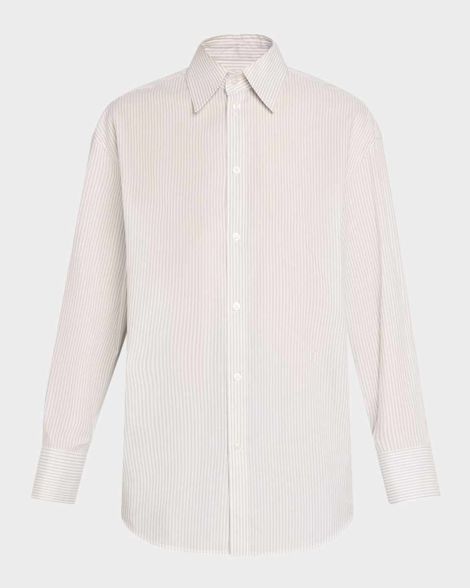 Long-Sleeve Collared Button-Down Blouse